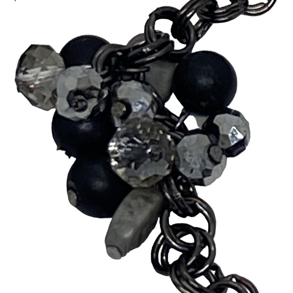 St. Emerald 36" Necklace Black Chain Faceted Black Silver Cluster Beads Fashion - Picture 11 of 13